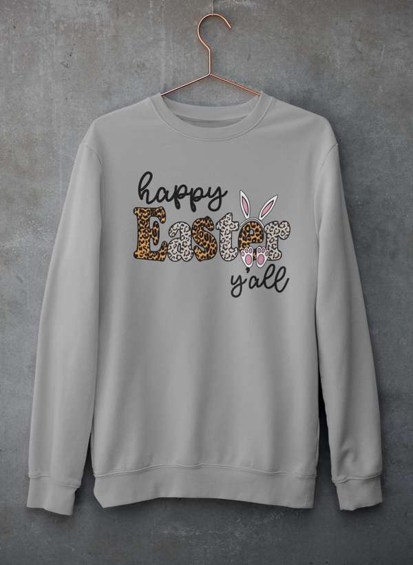 HAPPY EASTER sweat shirt with graphic print, cotton-poly fleece fabric and banded cuffs