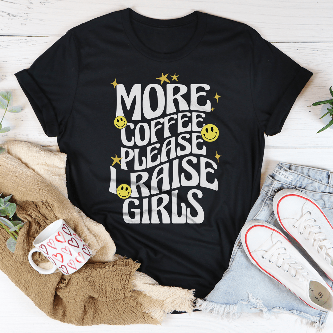 More Coffee Please I Raise Girls unisex peachy tee in soft cotton with short sleeves and casual retail fit
